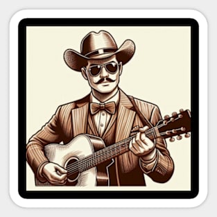 Guitar Strumming Cowboy Sticker